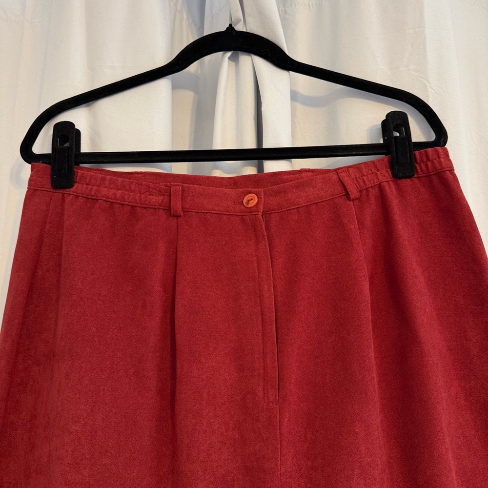 Burgundy Faux Suede Midi Skirt A Line High Waist Women’s Petite 16 Fall - Picture 7 of 10